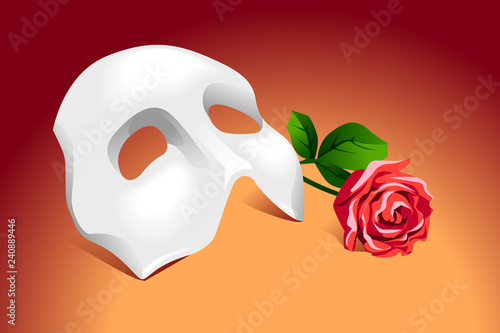 theatre mask and rose