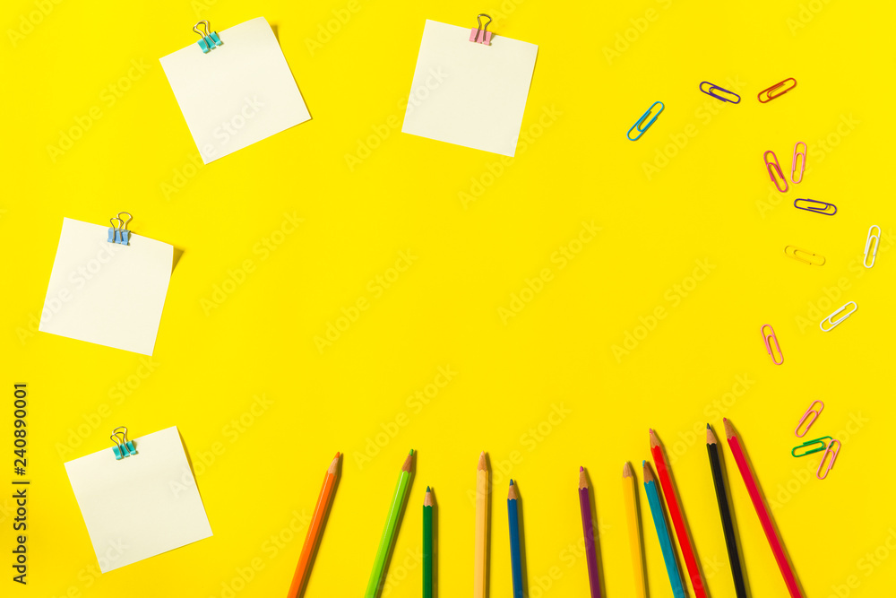 stationary on yellow background stationary on yellow background
