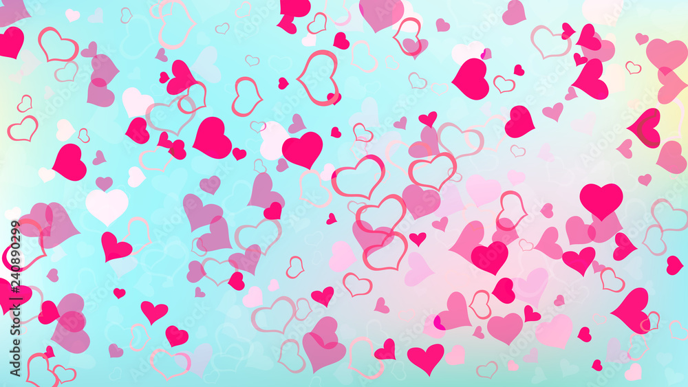 Red hearts of confetti are falling. Stylish background. Design element for wallpaper, textiles, packaging, printing, holiday invitation for birthday. Red on Gradient fond Vector. Red hearts of confetti are falling. Stylish background. Design element for wallpaper, textiles, packaging, printing, holiday invitation for birthday. Red on Gradient fond Vector.