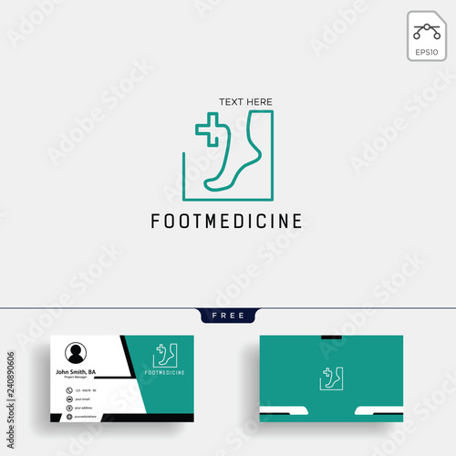 foot, ankle medicine logo template with free business card design