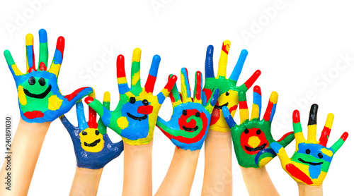Many coloured children hands