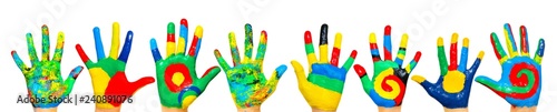 Many coloured children hands