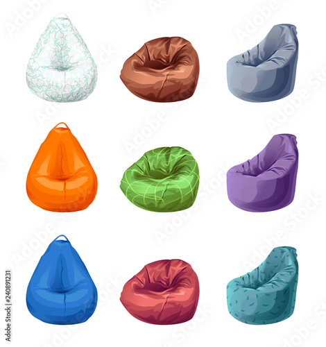 vector set of padded bag furniture comfort frameless chair bag chairs