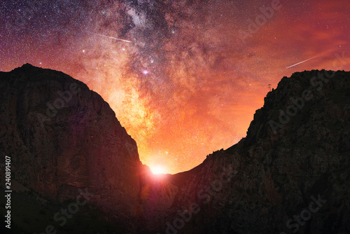 Mountain and milky way galaxy.