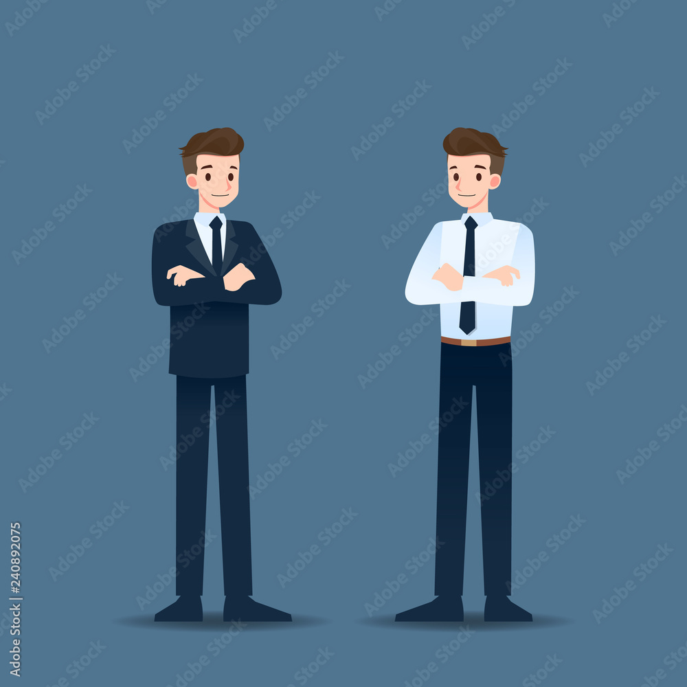 Successful smiling businessman standing and crossed arms. Successful smiling businessman standing and crossed arms.