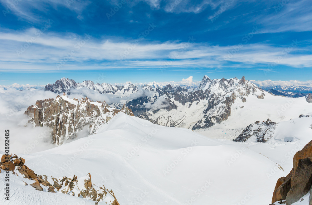 Mont Blanc mountain massif view