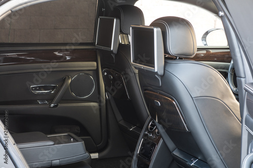 luxury black leather car interior © serikbaib