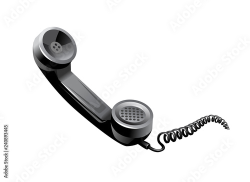 vector 3d handset. Retro telephone handset icon. Contact. Wires