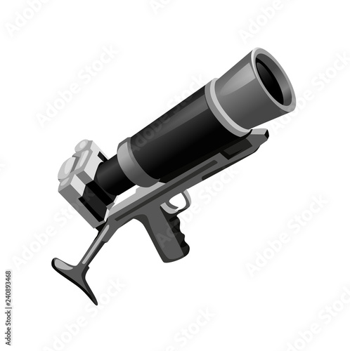 vector illustration of cartoon photo gun with large zoom lens