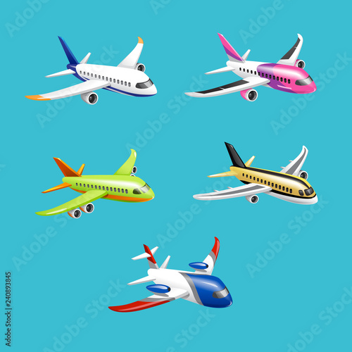 vector set of aircraft model aviation flight