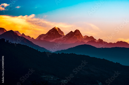 Nepal Helambu mountain range sunrise