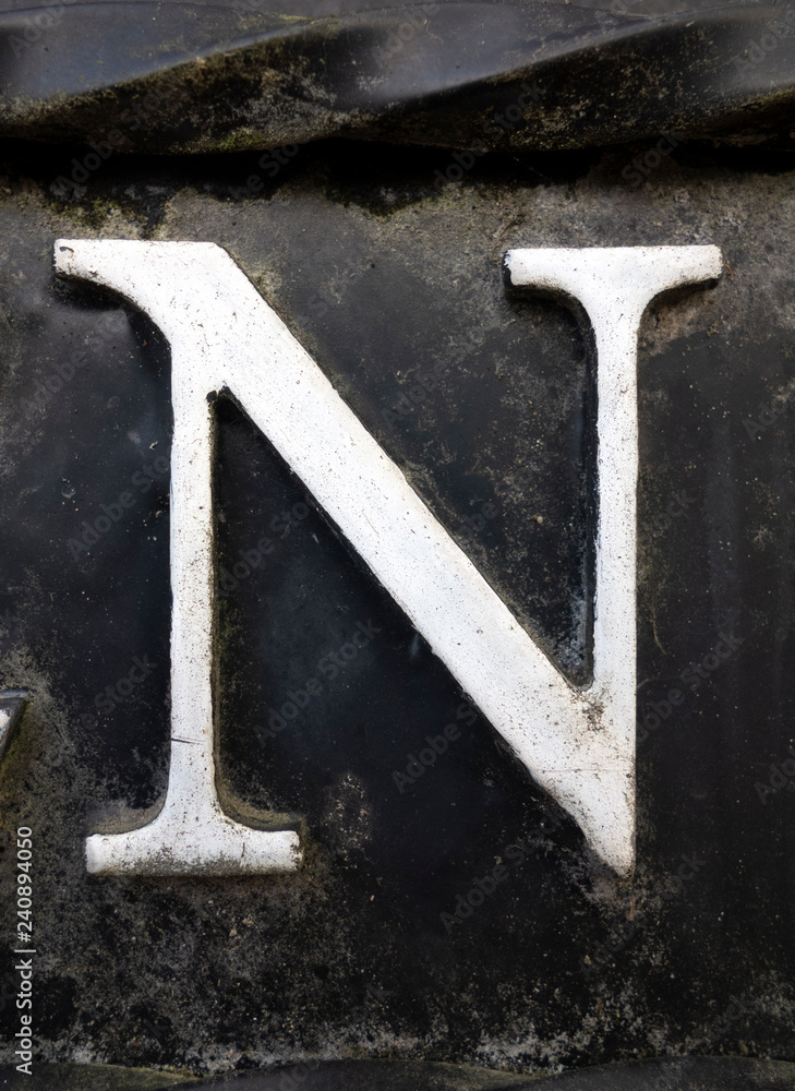 Written Wording in Distressed State Typography Found Letter N Written Wording in Distressed State Typography Found Letter N