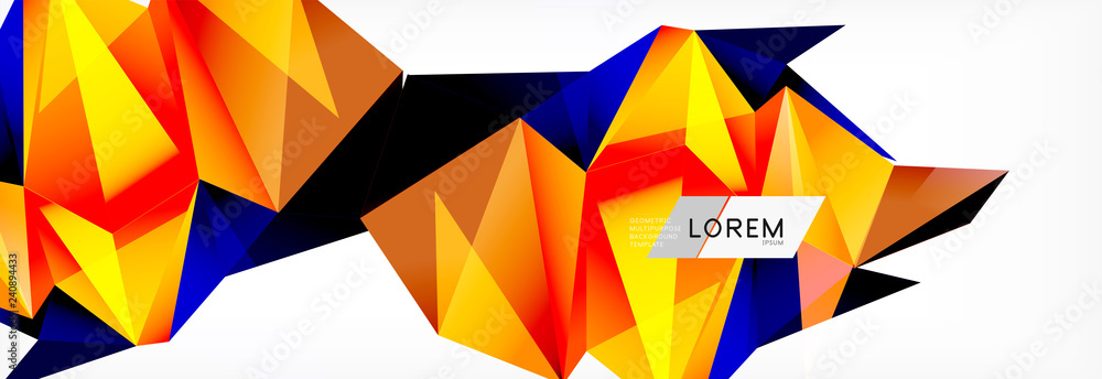 Triangle 3d polygonal art style. Future geometric design. Vector geometry futuristic illustration Triangle 3d polygonal art style. Future geometric design. Vector geometry futuristic illustration