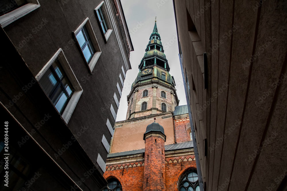 Naklejka premium St. Peter's Church in riga town.