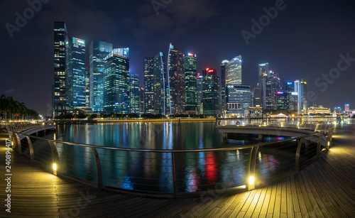 SINGAPORE-APRIL 30, 2018: Singapore Singapore cityscape Panorama view  at Marina Bay