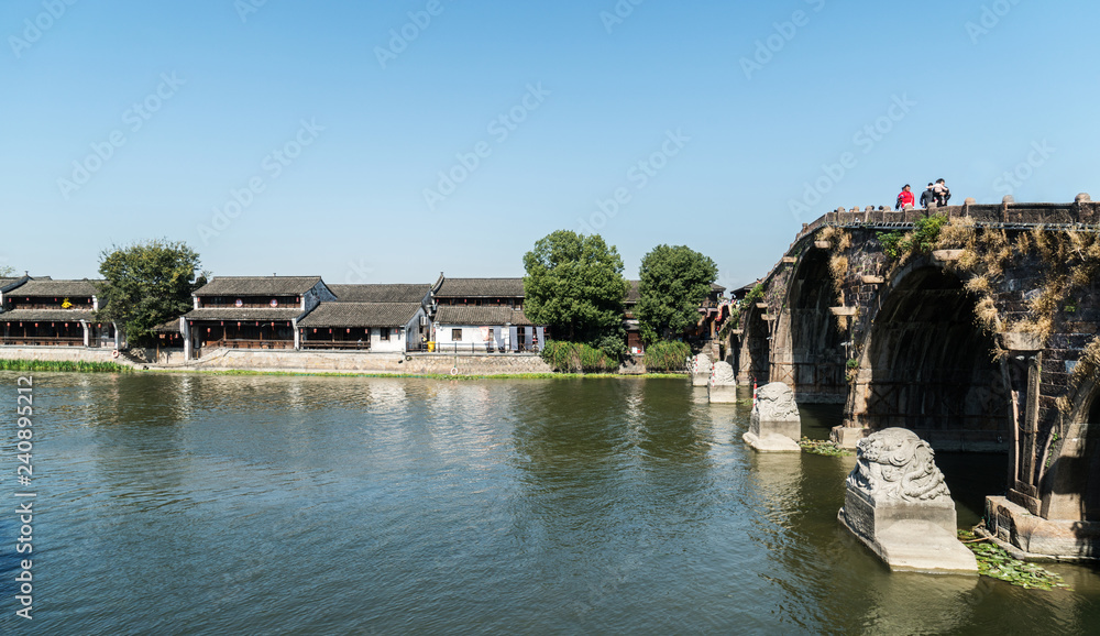 Obraz premium Tangxi Ancient Town on Canal River, Hangzhou, China