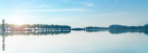 Broken Bridge Scenic Spot in the beautiful West Lake of Hangzhou, China