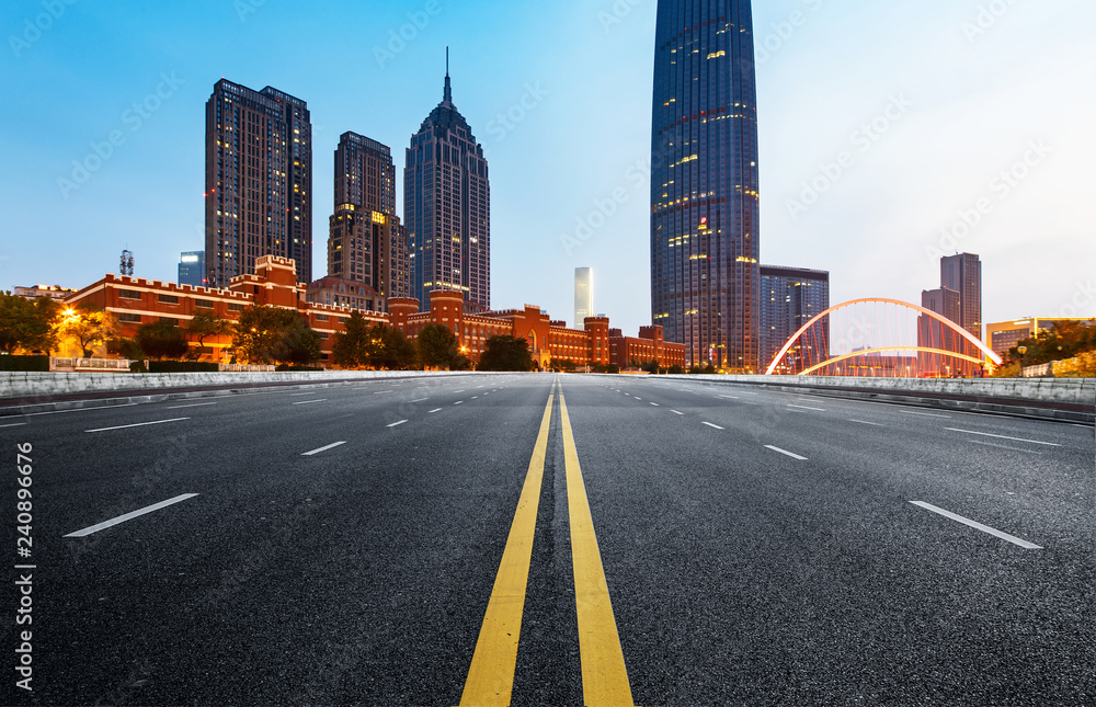 Obraz premium Expressway and Modern Urban Architecture in Tianjin, China