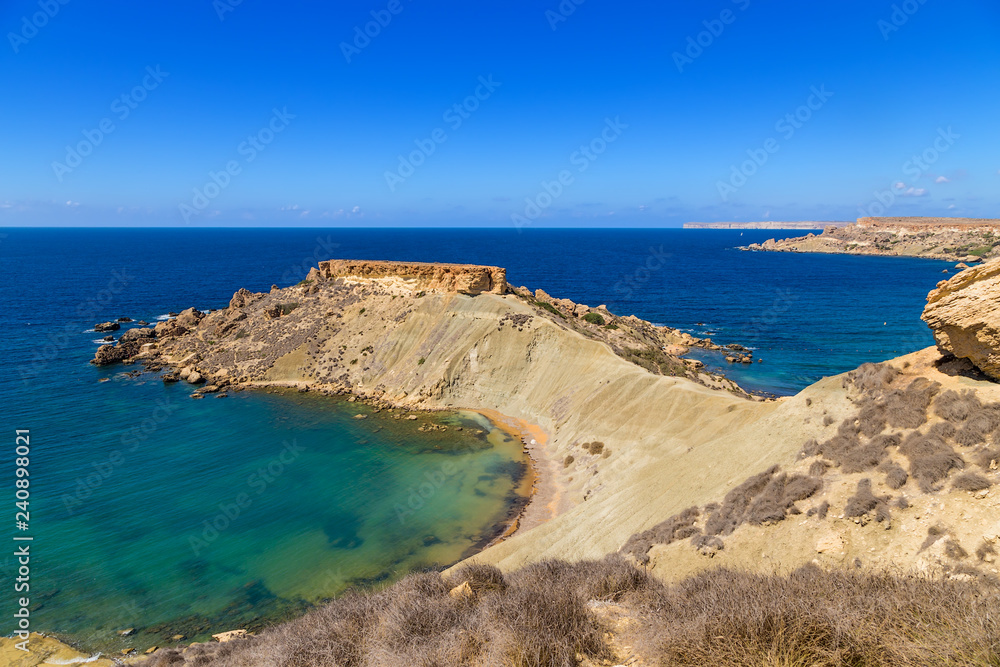 Fototapeta premium Gnejna, Malta. The picturesque peninsula between two bays