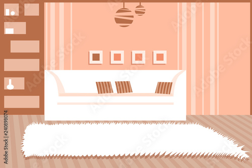 Vector illustration of retro interior.Vintage furniture. Living room thins 