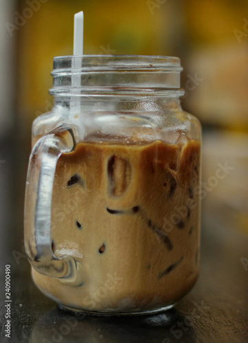 Iced coffee drink with milk