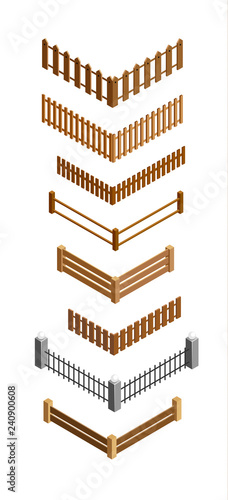 set of tail wooden fences