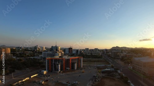 Sun Setting Over Gaborone Central Business District, Botswana