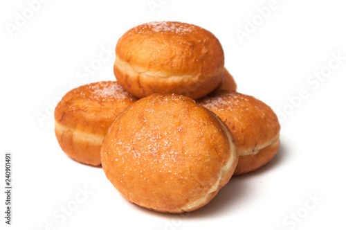closeup of dough nut on white background