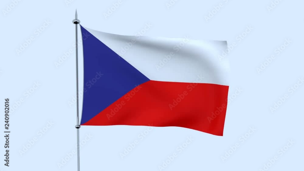 Flag of the country Czech Republic flutters against the blue sky. 3D rendering Flag of the country Czech Republic flutters against the blue sky. 3D rendering