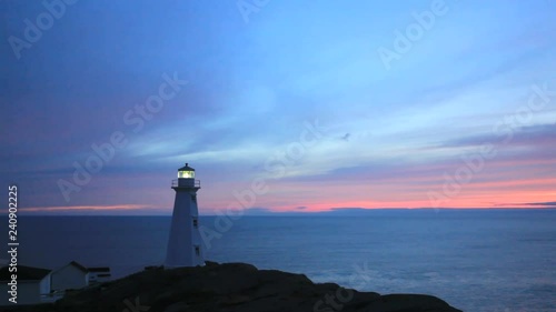 Rugged Newfoundland and Labrador coastline showing the beautiful Cape Spear light tower.