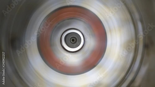 Rotating centrifuge with sample containers.