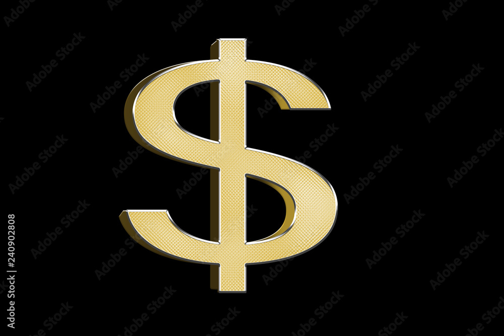 Gold dollar sign isolated on black background Gold dollar sign isolated on black background
