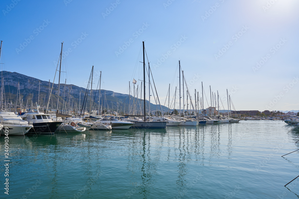 Boats in marina port of Denia in Spain