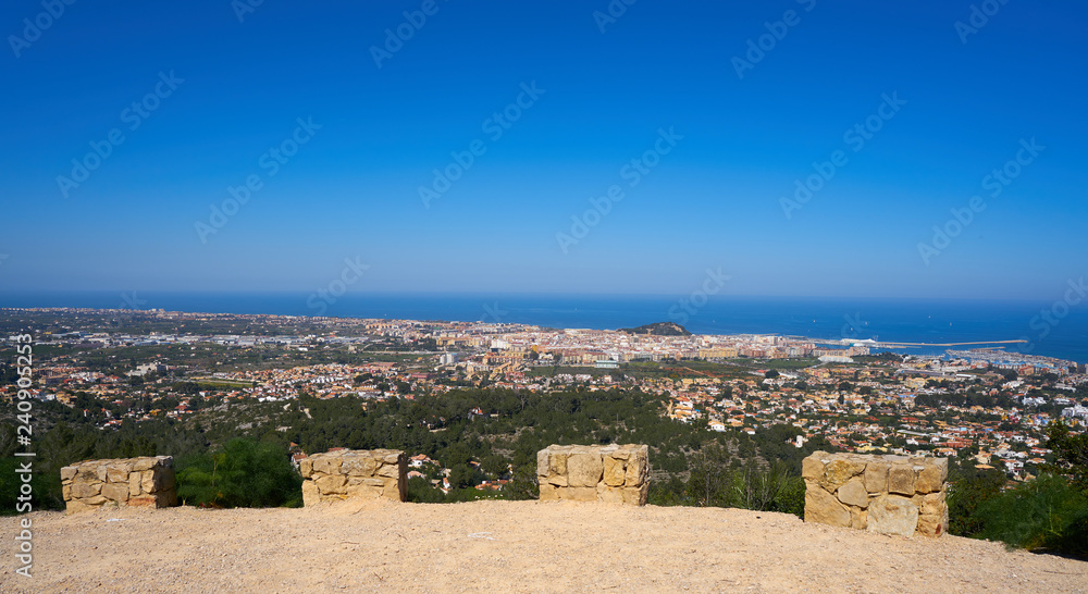 Denia village aerial from camino de la Colonia