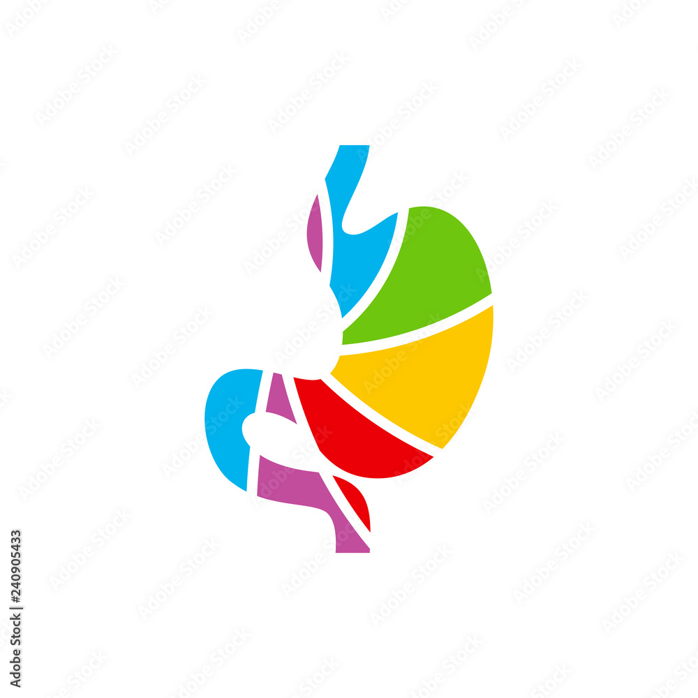 Stomach logo design concept, Stomach with Colorful logo design Template Vector - Vector illustration