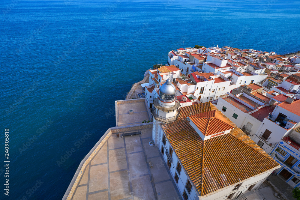 Fototapeta premium Peniscola Lighthouse and village in Spain