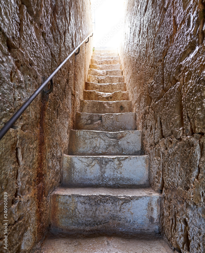 Stone stairs in Peniscola of Castellon spain
