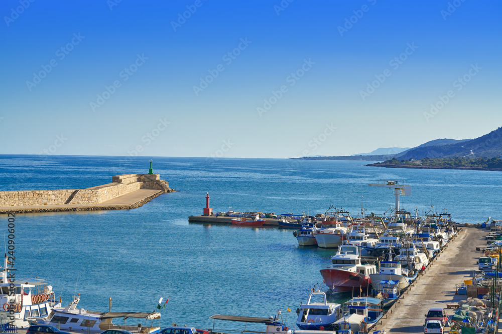 Peniscola aerial view of marina port in Spain