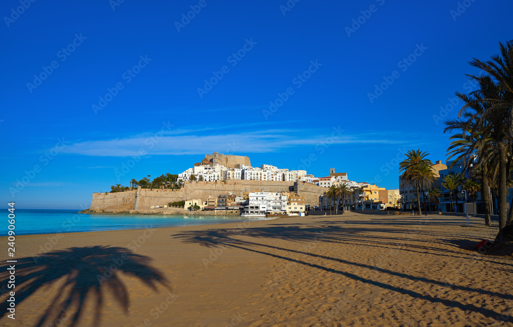 Peniscola skyline and castle beach in Spain