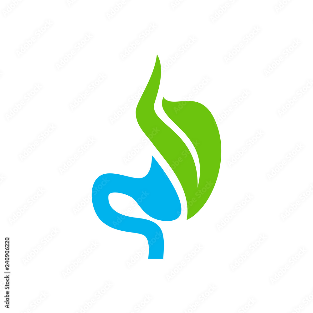 Stomach with Leaf logo design concept, Healthy Stomach logo Template Vector - Vector illustration Stomach with Leaf logo design concept, Healthy Stomach logo Template Vector - Vector illustration