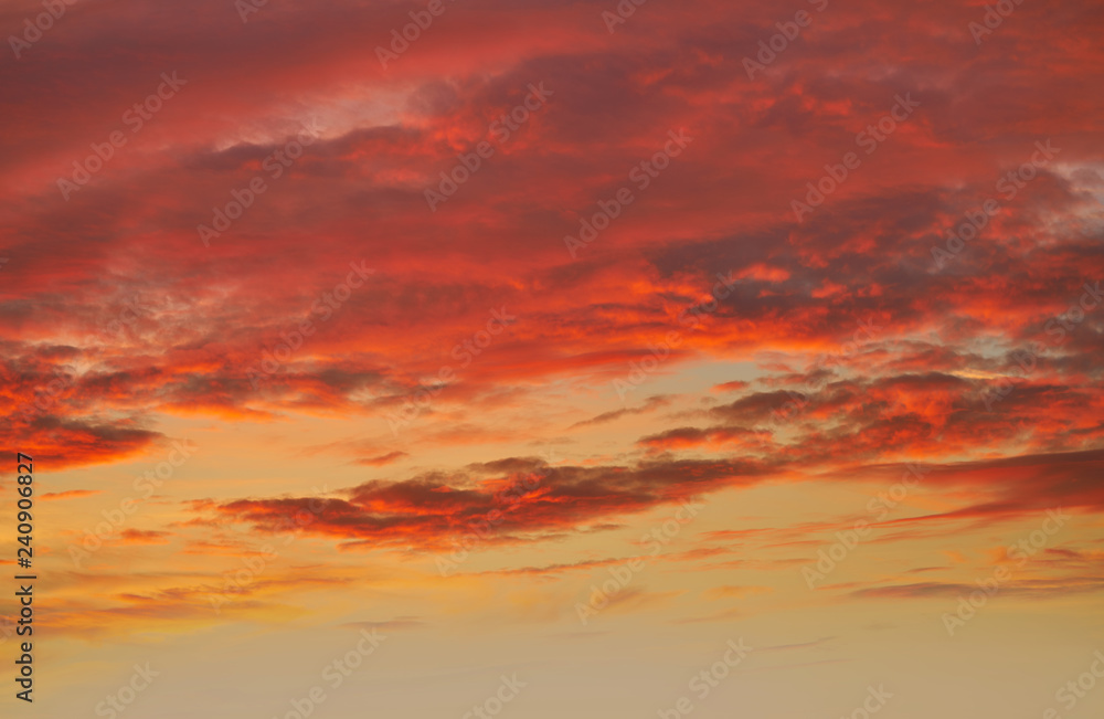 Fototapeta premium Sunset sky clouds orange and blue