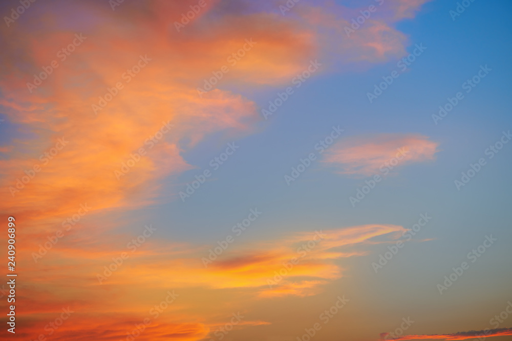 Obraz premium Sunset sky clouds orange and blue