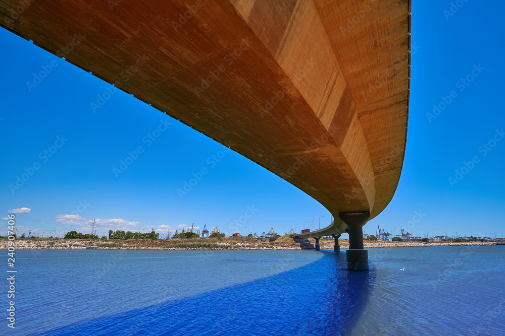 Valencia turia river bridge to port in Pinedo Valencia turia river bridge to port in Pinedo