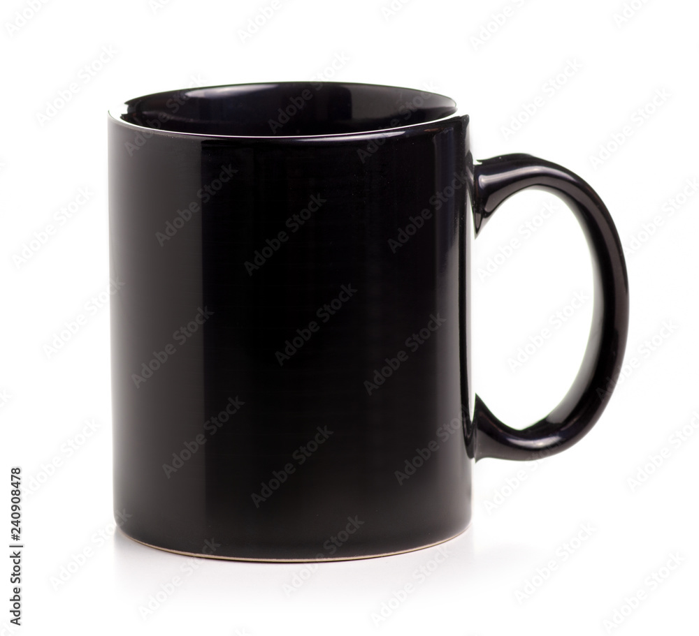 Black cup mug on white background isolation Black cup mug on white background isolation