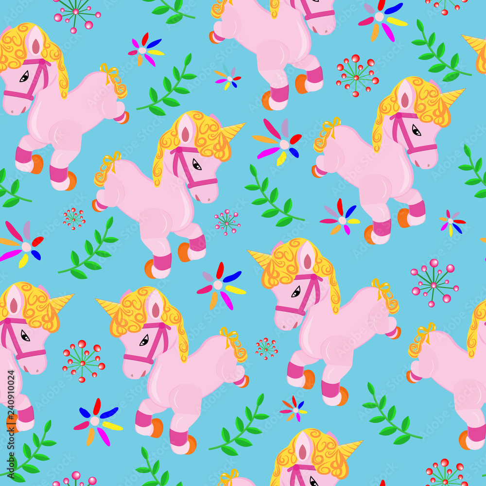 children's seamless pattern with pink unicorns children's seamless pattern with pink unicorns