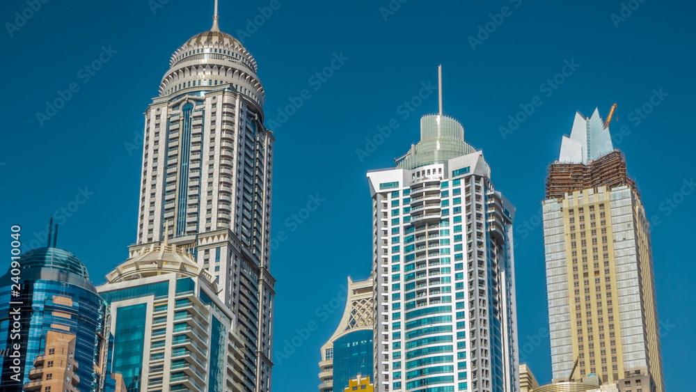 Fototapeta premium Luxurious Residence Buildings timelapse hyperlapse in Dubai Marina, UAE