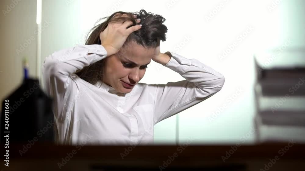 Slim sexy brunette in an office white shirt is engaged in office affairs, the business secretary prepares important documents for the boss, the girl clerk laughs at meeting, feel bad in the workplace Slim sexy brunette in an office white shirt is engaged in office affairs, the business secretary prepares important documents for the boss, the girl clerk laughs at meeting, feel bad in the workplace