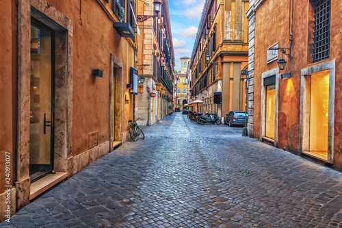 Narrow Rome street in the downtown, Italy, no people © AlexAnton