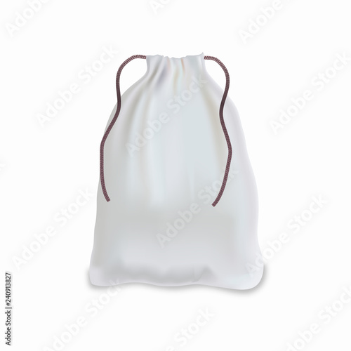 White backpack with laces. Sport bag mockup on white background.