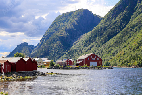 The town of Mosjøen on the river Websna in Nordland county